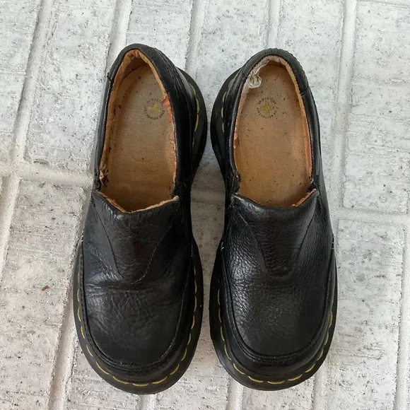 Vintage Y2K Dr. Martens Chunky Platform Leather Black Slip On Shoes
