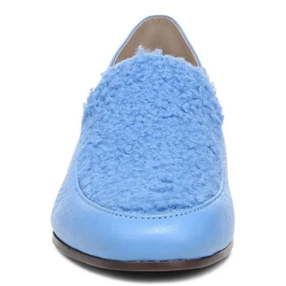 VIONIC FRIEDA PEBBLE LEATHER STEP DOWN HEEL LOAFERS AZURE BLUE NIB SZ 10
