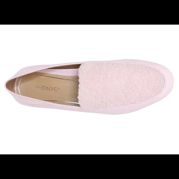VIONIC FRIEDA PEBBLE LEATHER STEP DOWN HEEL LOAFERS NIB