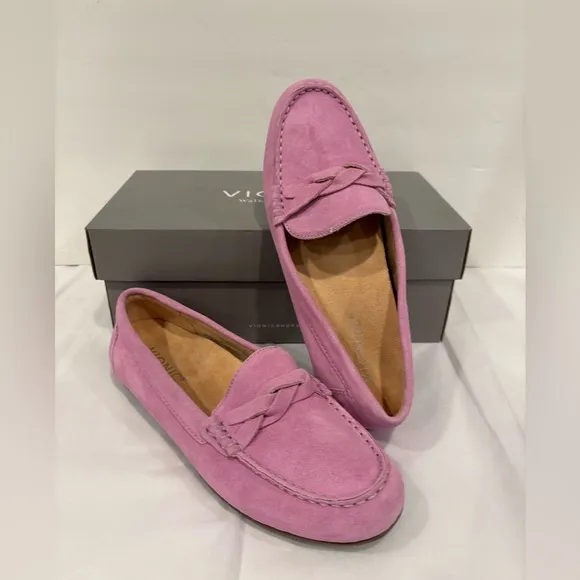 VIONIC MONTARA PURPLE ORCHID SUEDE LEATHER LOAFERS NIB SZ 7.5