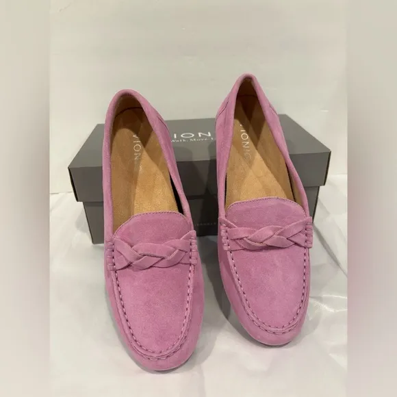 VIONIC MONTARA PURPLE ORCHID SUEDE LEATHER LOAFERS NIB SZ 7.5