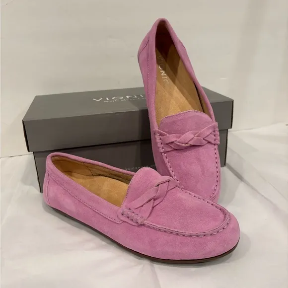 VIONIC MONTARA PURPLE ORCHID SUEDE LEATHER LOAFERS NIB SZ 7.5