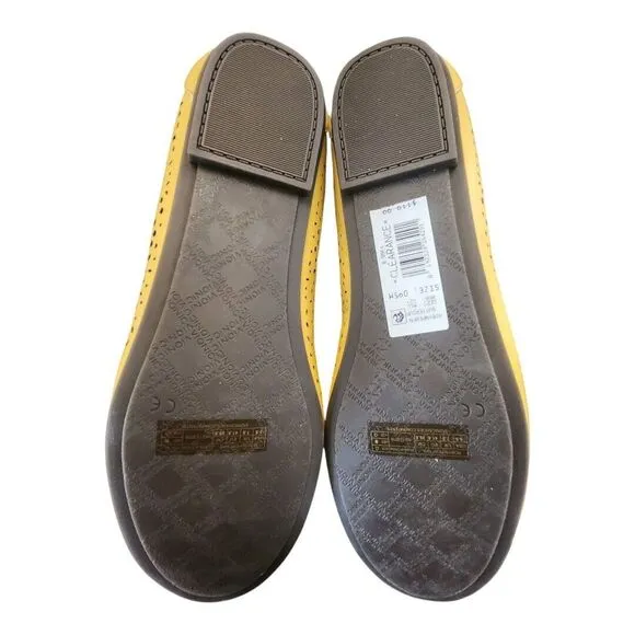 Vionic Robyn Perforated Leather Ballet Flats Shoes Size 9.5 Buttercup New Womens