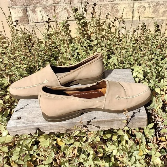 Vittorio Virgili Men Embroidery Shoes Beige Suede Loafers Italy Size EU41/US 8