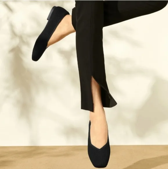 Vivaia Margo 2.0 square toe v cut ballet flats black sz EU 41/US 9.5