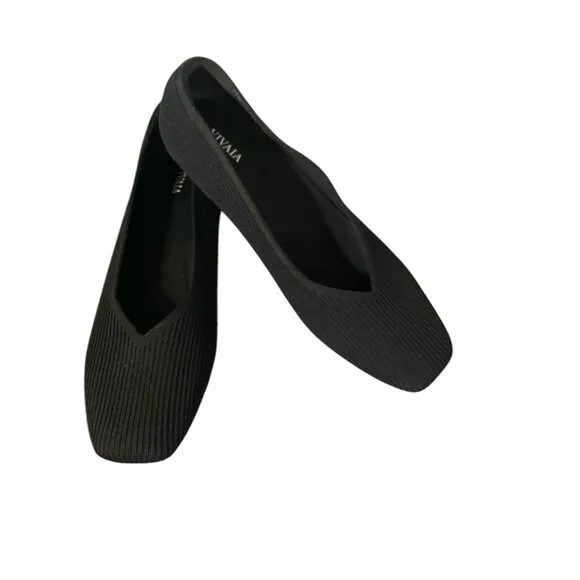 VIVAIA Margot 2.0 Square-Toe V-Cut Flats Black size 42 EU/10.5 US
