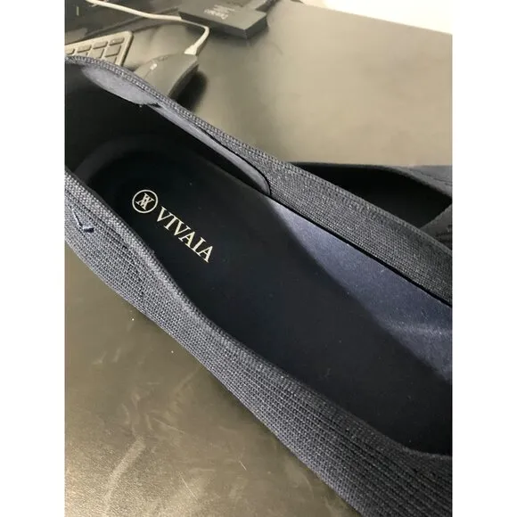 VIVAIA Margot 2.0 Square-Toe V-Cut Flats Navy size 42 EU/10.5 US