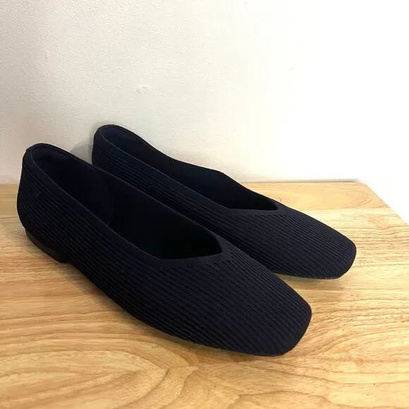 Vivaia Margot 2.0 Square-Toe V-Cut Flats Women SZ 11W Comfort Career Mature Navy