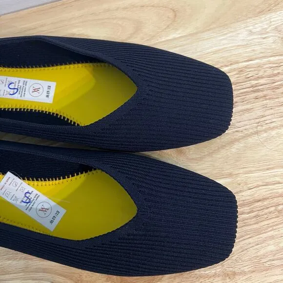 Vivaia Margot 2.0 Square-Toe V-Cut Flats Women SZ 11W Comfort Career Mature Navy