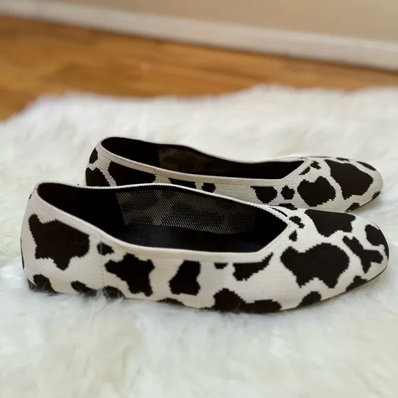 VIVAIA Margot Square-Toe V-Cut Cow Print Flats