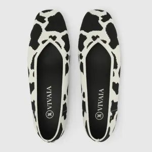 VIVAIA Margot Square-Toe V-Cut Cow Print Flats