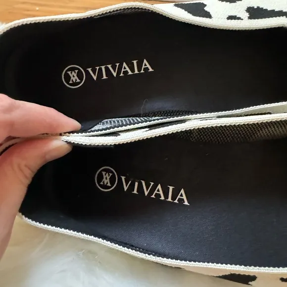 VIVAIA Margot Square-Toe V-Cut Cow Print Flats