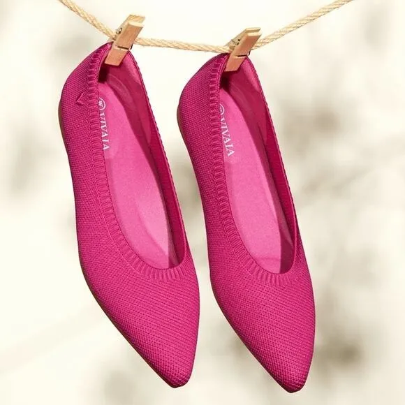 Vivaia NWOB Aria Pointed Toe Ballet Flats In Pitaya Size 6 Size 36.5