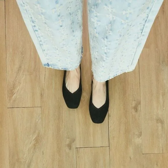 VIVAIA Square-Toe V-Cut Flats ‎ black size EU/39.5 US/8.5