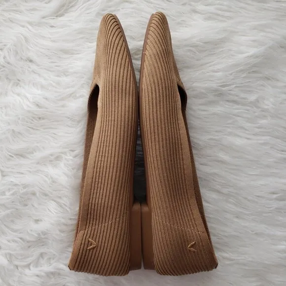 VIVAIA Square-Toe V-Cut Flats (Margot 2.0) in Bronze size 41 US 9.5 Classic Boho