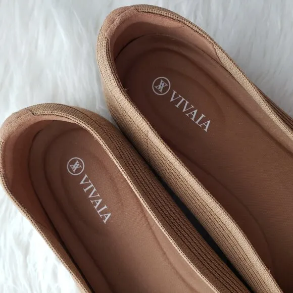 VIVAIA Square-Toe V-Cut Flats (Margot 2.0) in Bronze size 41 US 9.5 Classic Boho