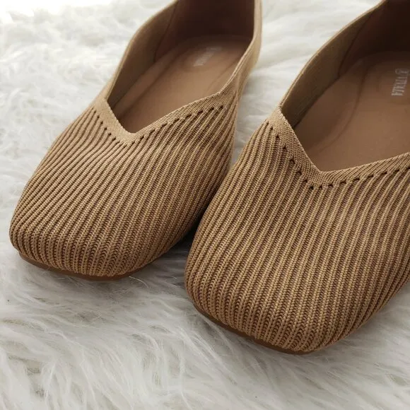 VIVAIA Square-Toe V-Cut Flats (Margot 2.0) in Bronze size 41 US 9.5 Classic Boho