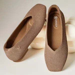 VIVAIA Square-Toe V-Cut Flats (Margot 2.0) in Bronze size 41 US 9.5 Classic Boho
