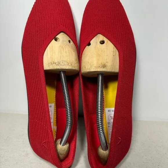 Vivaia Women's Margot 2.0 Square Toe V Cut Flats Red  41 US 10 No Insoles