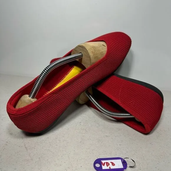 Vivaia Women's Margot 2.0 Square Toe V Cut Flats Red  41 US 10 No Insoles