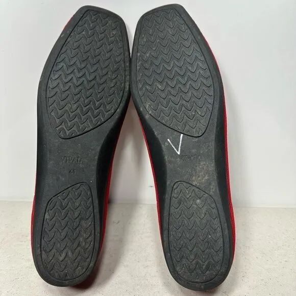 Vivaia Women's Margot 2.0 Square Toe V Cut Flats Red  41 US 10 No Insoles