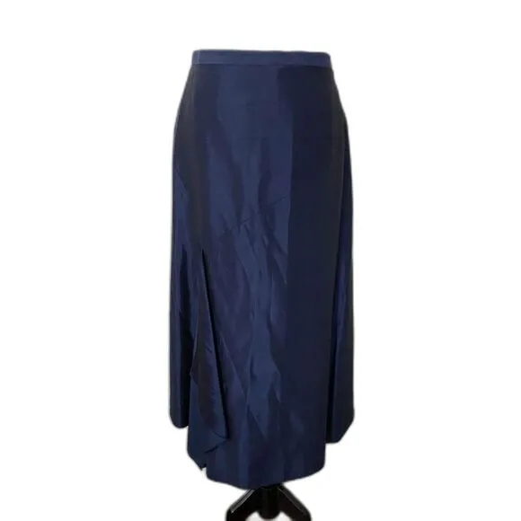 VTG Elizeh by Lily &amp; Taylor Blue Shiny Two-Piece Skirt Set Elegant &amp; Timeless 12