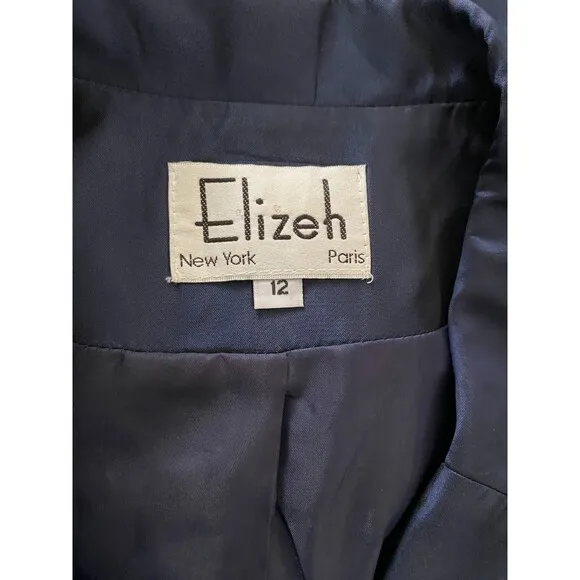 VTG Elizeh by Lily &amp; Taylor Blue Shiny Two-Piece Skirt Set Elegant &amp; Timeless 12