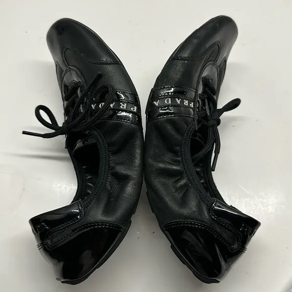 VTG Prada Black Patent Leather Loafers