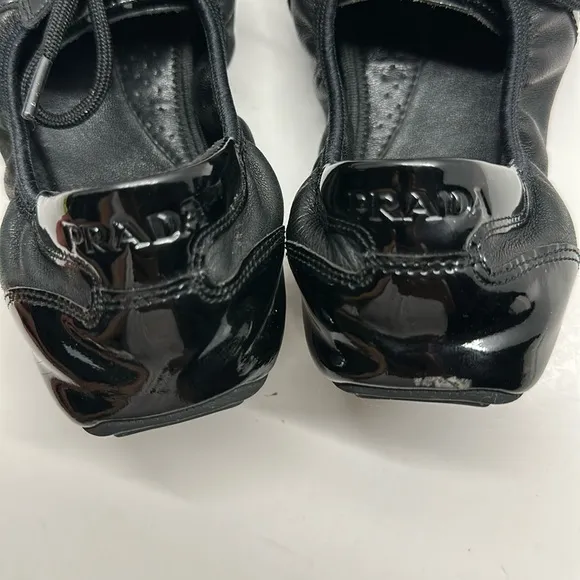 VTG Prada Black Patent Leather Loafers