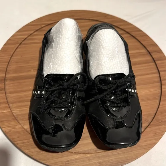 VTG Prada Black Patent Leather Loafers