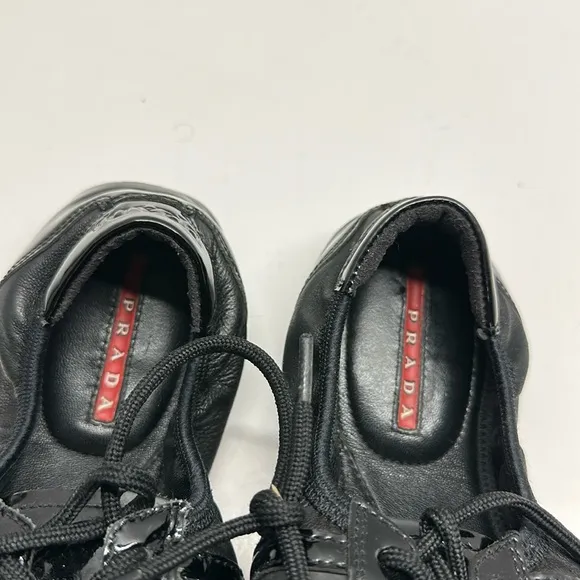VTG Prada Black Patent Leather Loafers