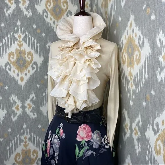 Vtg Ralph Lauren Navy Multi Floral A-Line Skirt