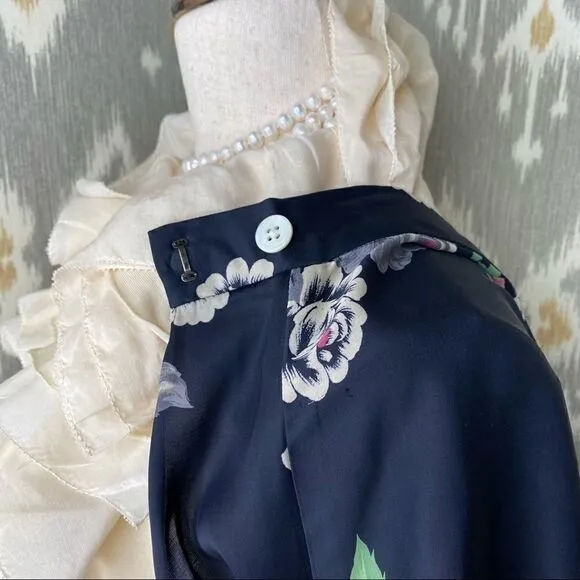 Vtg Ralph Lauren Navy Multi Floral A-Line Skirt