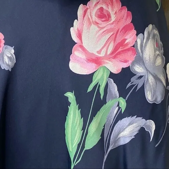 Vtg Ralph Lauren Navy Multi Floral A-Line Skirt