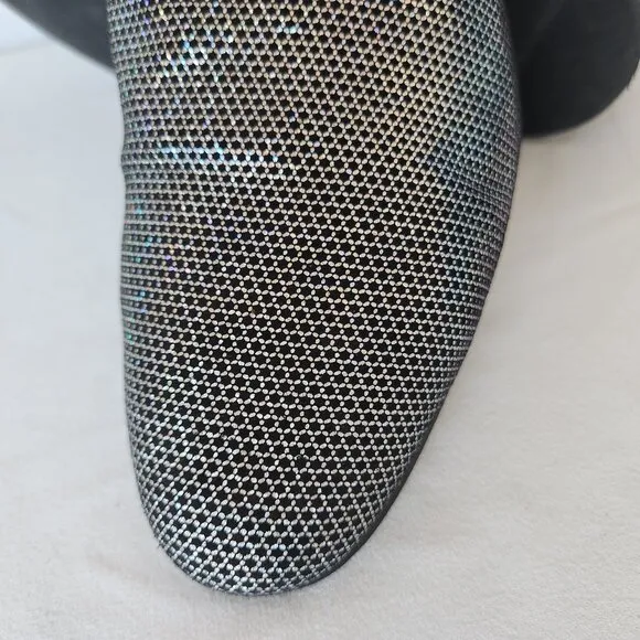 WALK LONDON Men's Leather Silver Glitter Casual Party Disco Loafers Slip-On