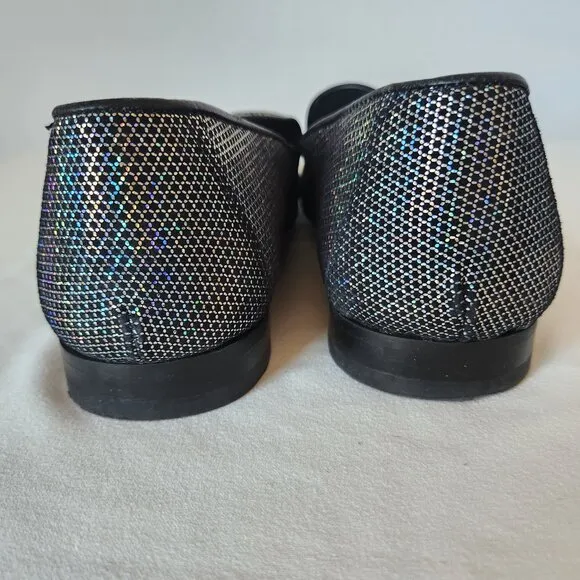 WALK LONDON Men's Leather Silver Glitter Casual Party Disco Loafers Slip-On