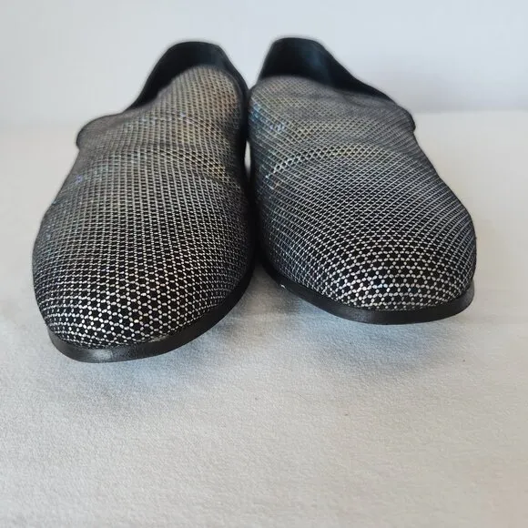 WALK LONDON Men's Leather Silver Glitter Casual Party Disco Loafers Slip-On