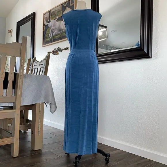 Weekenders Womens V-Neck Sleeveless Convertible Midi Maxi Dress Blue Size S/P