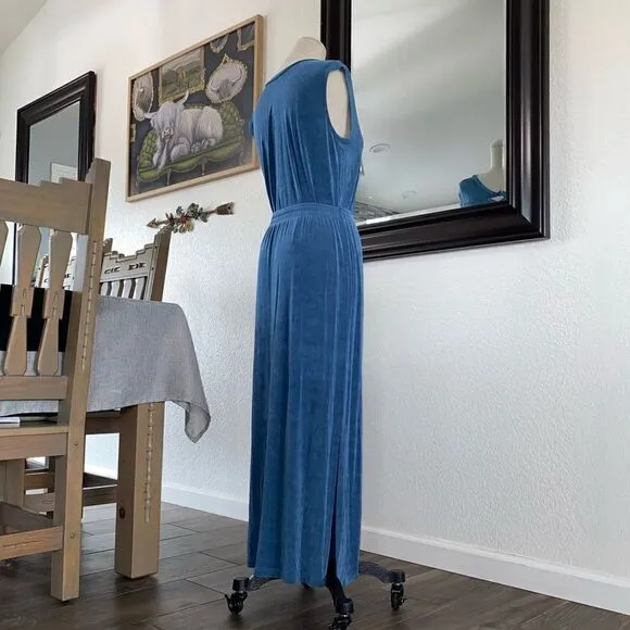 Weekenders Womens V-Neck Sleeveless Convertible Midi Maxi Dress Blue Size S/P