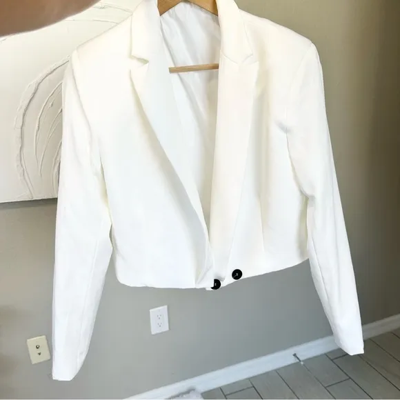 White Cropped Blazer and high waisted mini skirt Set