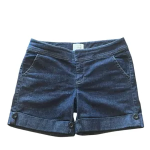 White House Black Market Denim Trouser Shorts Size 10 Rolled Hem Dark Wash