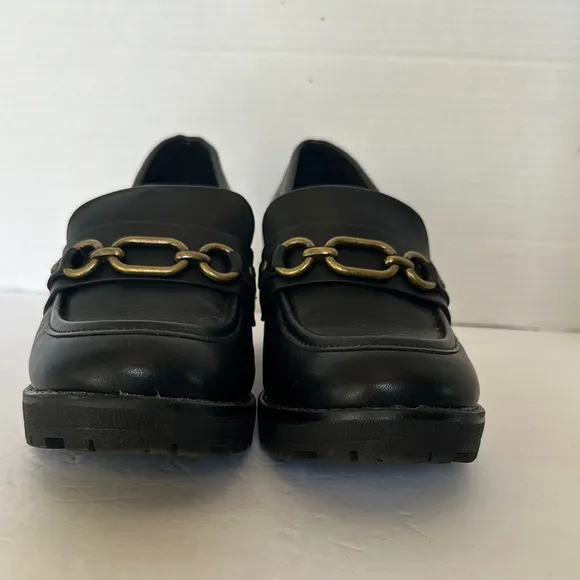 White Mountain Booster Black Chunky Heel Loafers Size 8M - Y2K Vintage Style
