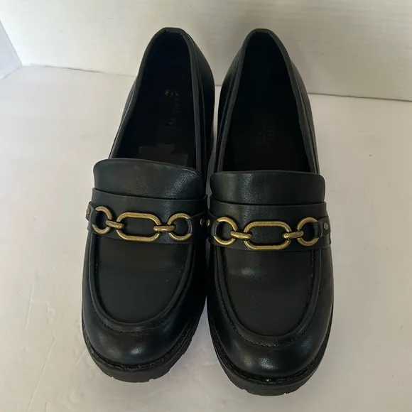 White Mountain Booster Black Chunky Heel Loafers Size 8M - Y2K Vintage Style