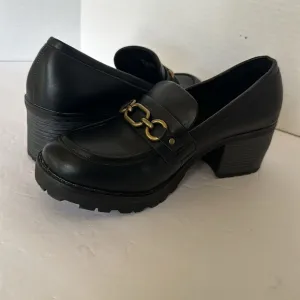 White Mountain Booster Black Chunky Heel Loafers Size 8M - Y2K Vintage Style