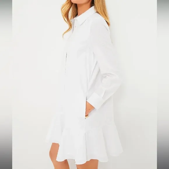 White Swiss Dot Callahan Shirt Dress