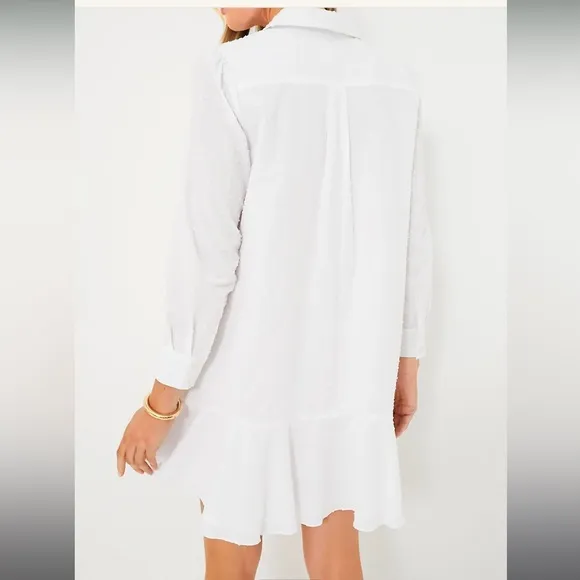 White Swiss Dot Callahan Shirt Dress