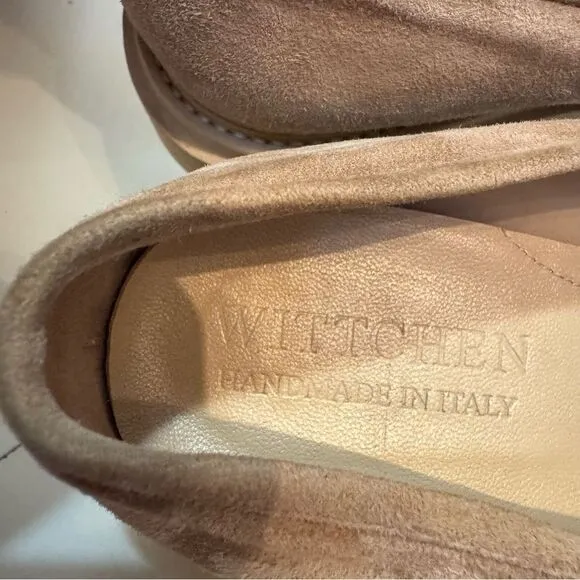 Wittchen Womens Beige Tan Suede Leather Loafers Comfort Bracket Detail Slip On