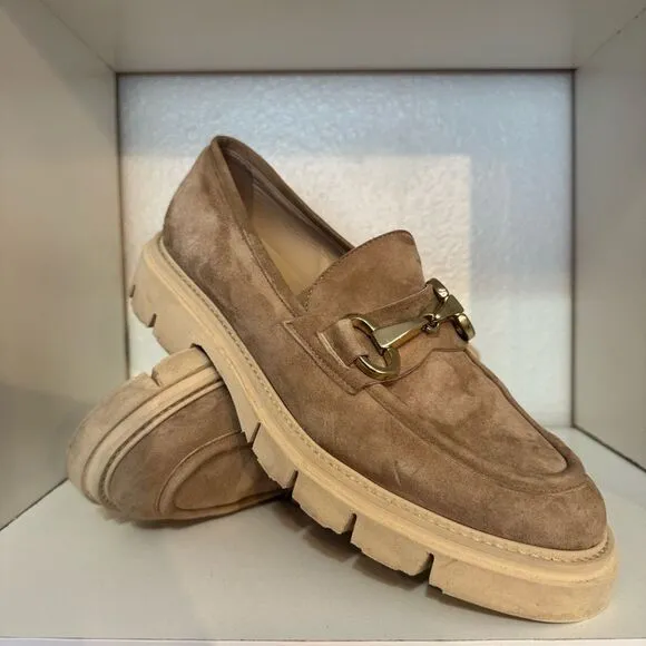 Wittchen Womens Beige Tan Suede Leather Loafers Comfort Bracket Detail Slip On