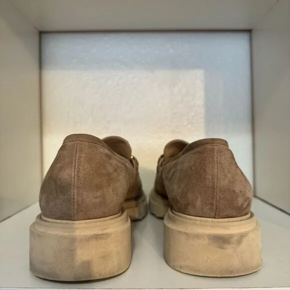 Wittchen Womens Beige Tan Suede Leather Loafers Comfort Bracket Detail Slip On