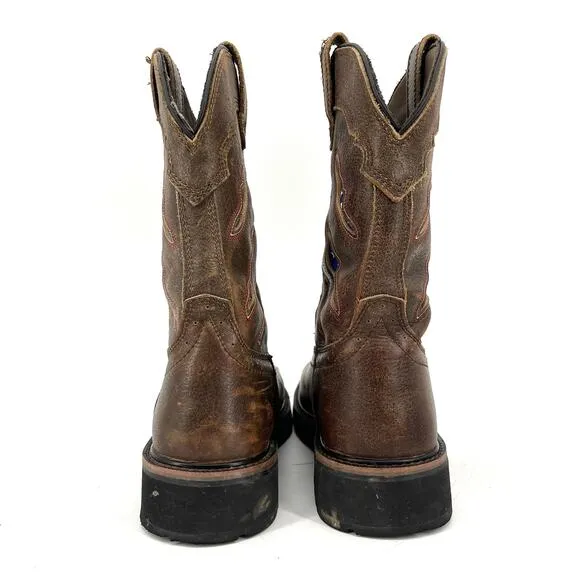 Wolverine Men's Brown Leather Rancher Claw Western Boots US Flag (Size 8M)